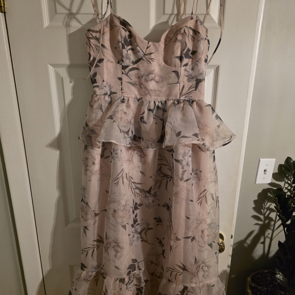 Petal & Pup Floral Midi Dress - Pink and Gray